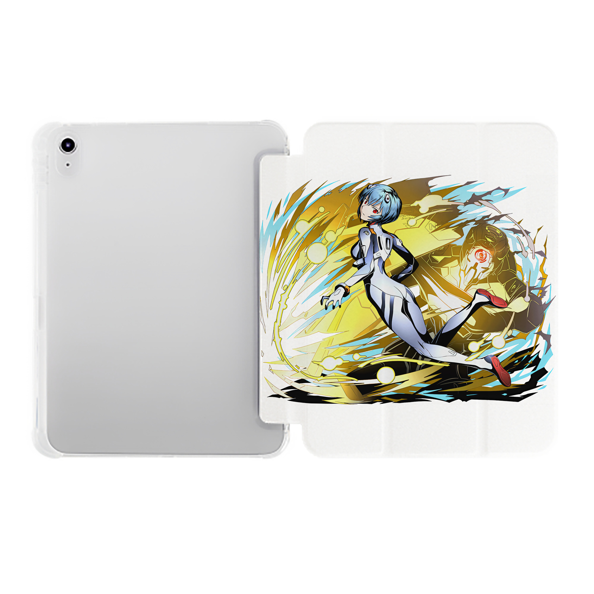 （画像用） EVA 新世紀エヴァンゲリオン IPad ケース ペン収納付き 三つ折りスタンド PUレザー×シリコン 対応機種9.5/10.5/10.9インチ
